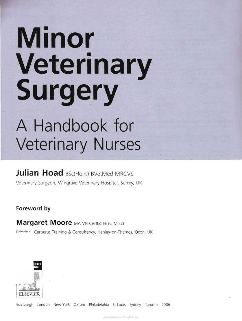 Look Inside page 2 - Minor Veterinary Surgery A Handbook For Veterinary Nurses
