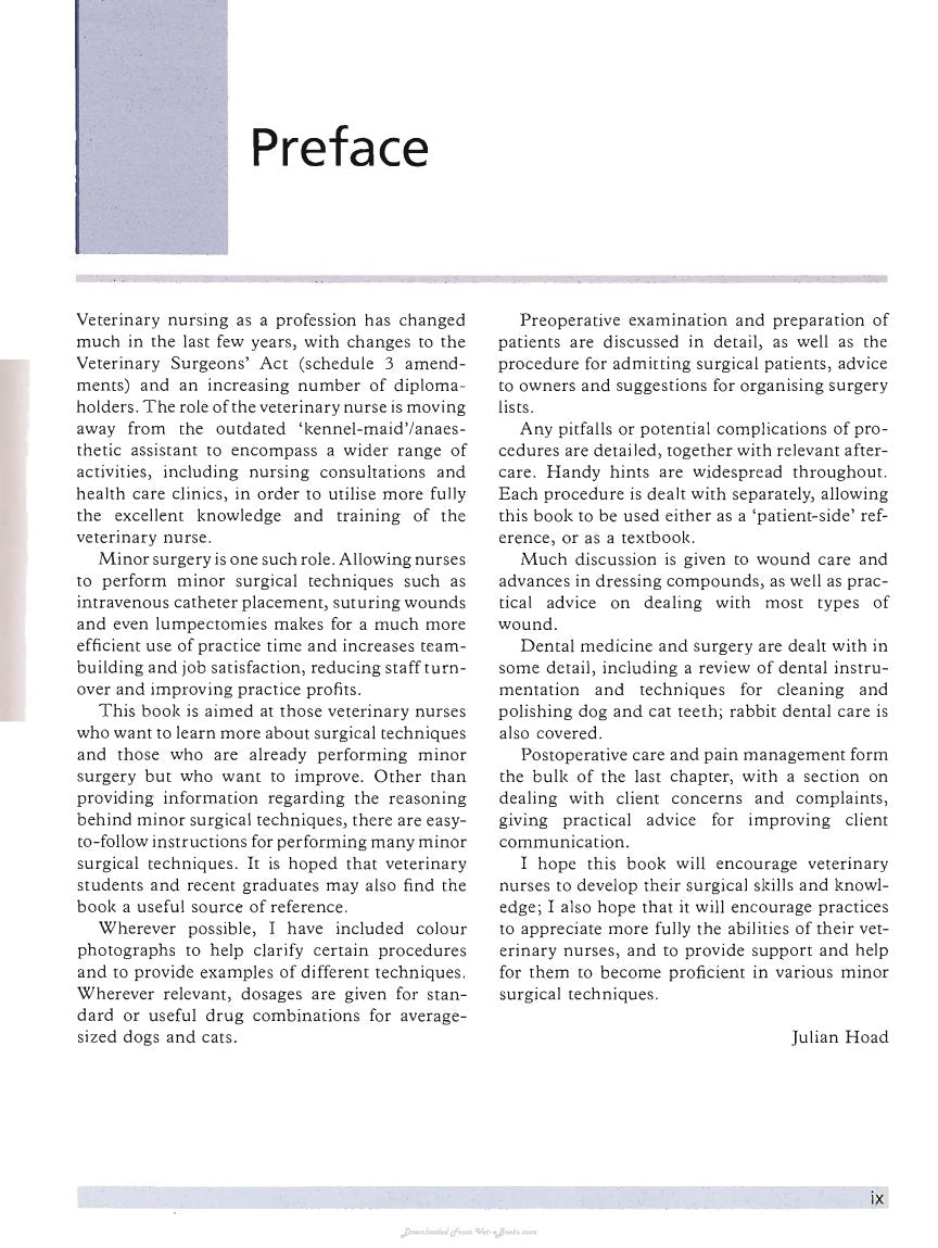 Look Inside page 6 - Minor Veterinary Surgery A Handbook For Veterinary Nurses