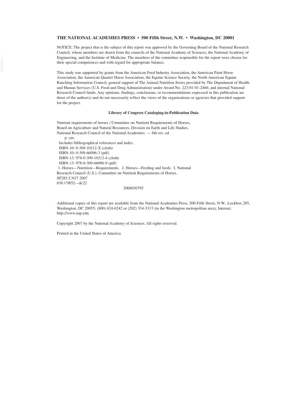 Look Inside sample page 3 - Nutrient Requirements Of Horses 6Th Revised Edition