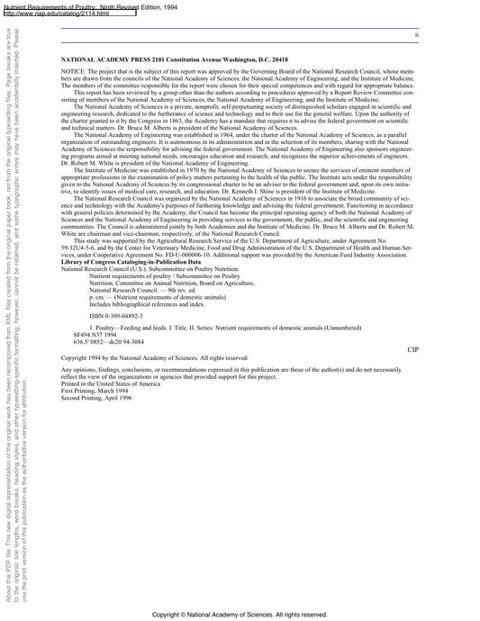 Look Inside sample page 2 - Nutrient Requirements Of Poultry 9Th Revised Edition