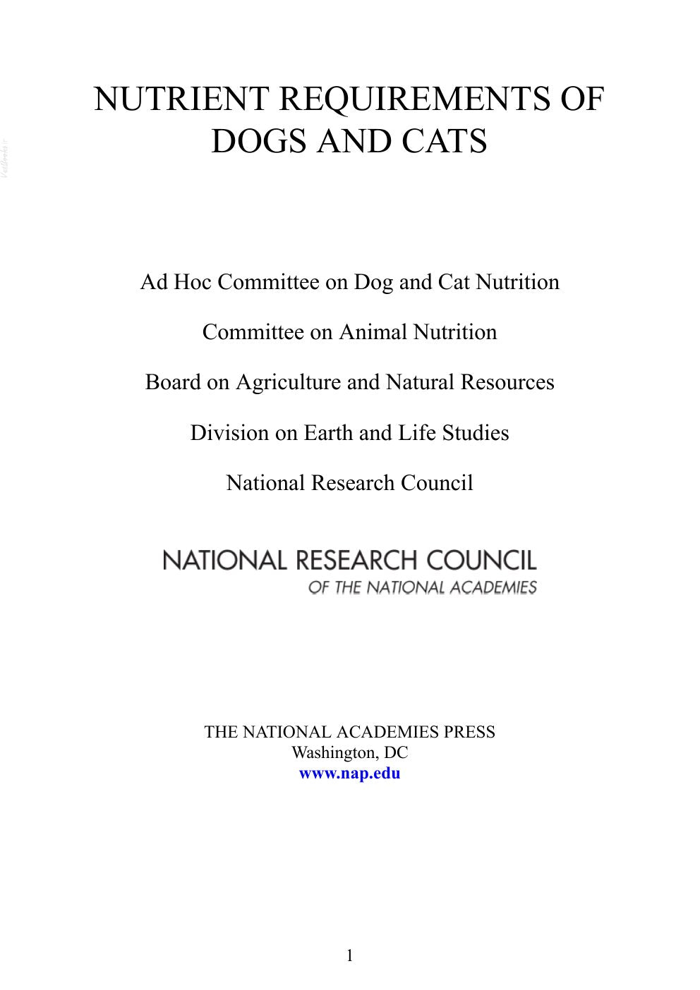 Look Inside sample page 2 - Nutrients Requirements Of Dogs And Cats