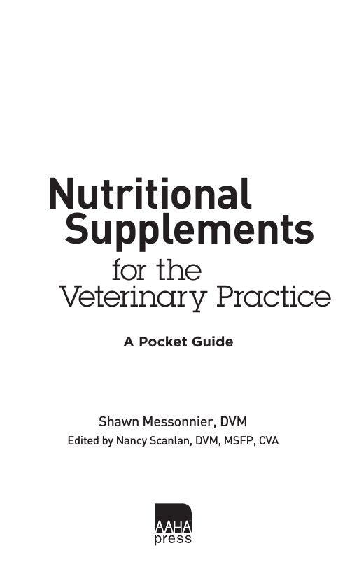 Look Inside sample page 2 - Nutritional Supplements For The Veterinary Practice A Pocket Guide