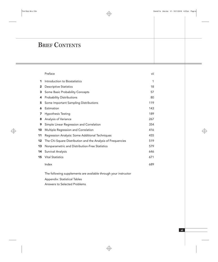 Preview page of Biostatistics a Foundation for Analysis in the Health Sciences 11th Edition