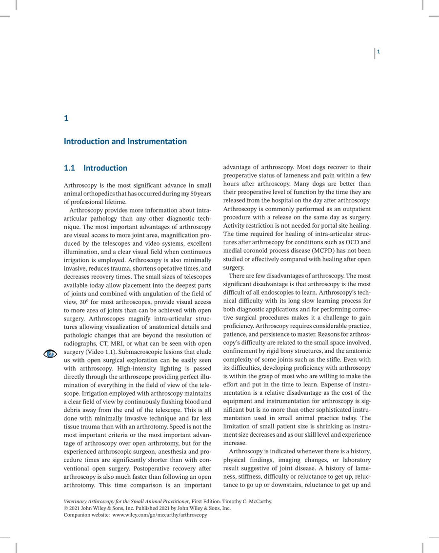 Preview page of Veterinary Arthroscopy for the Small Animal Practitioner