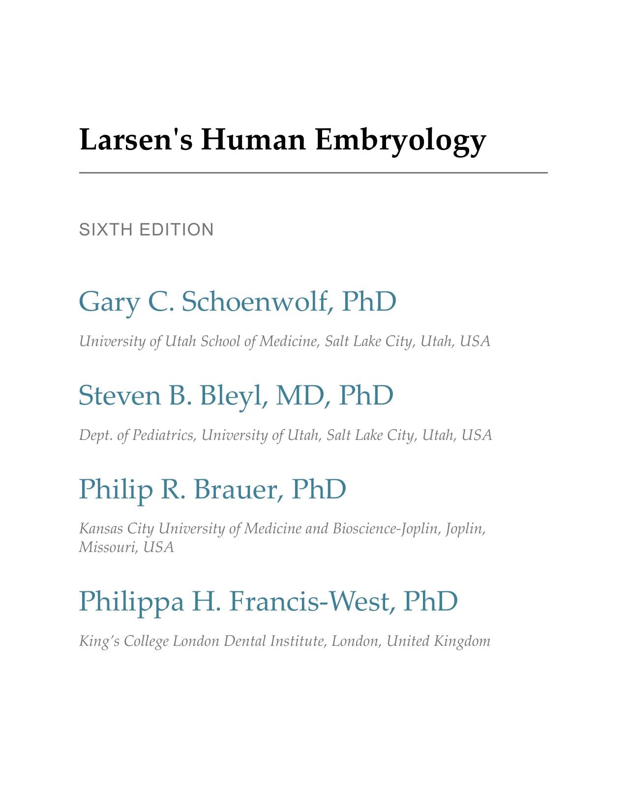 Larsens Human Embryology 6Th Edition