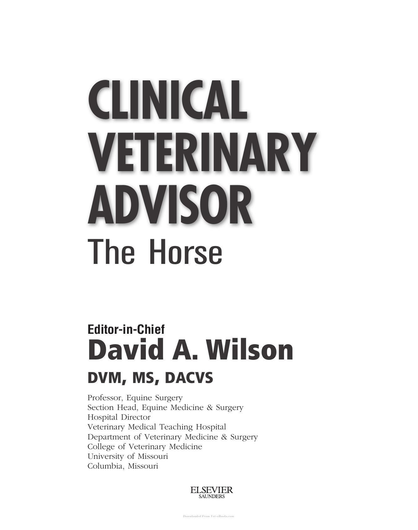 Clinical Veterinary Advisor The Horse