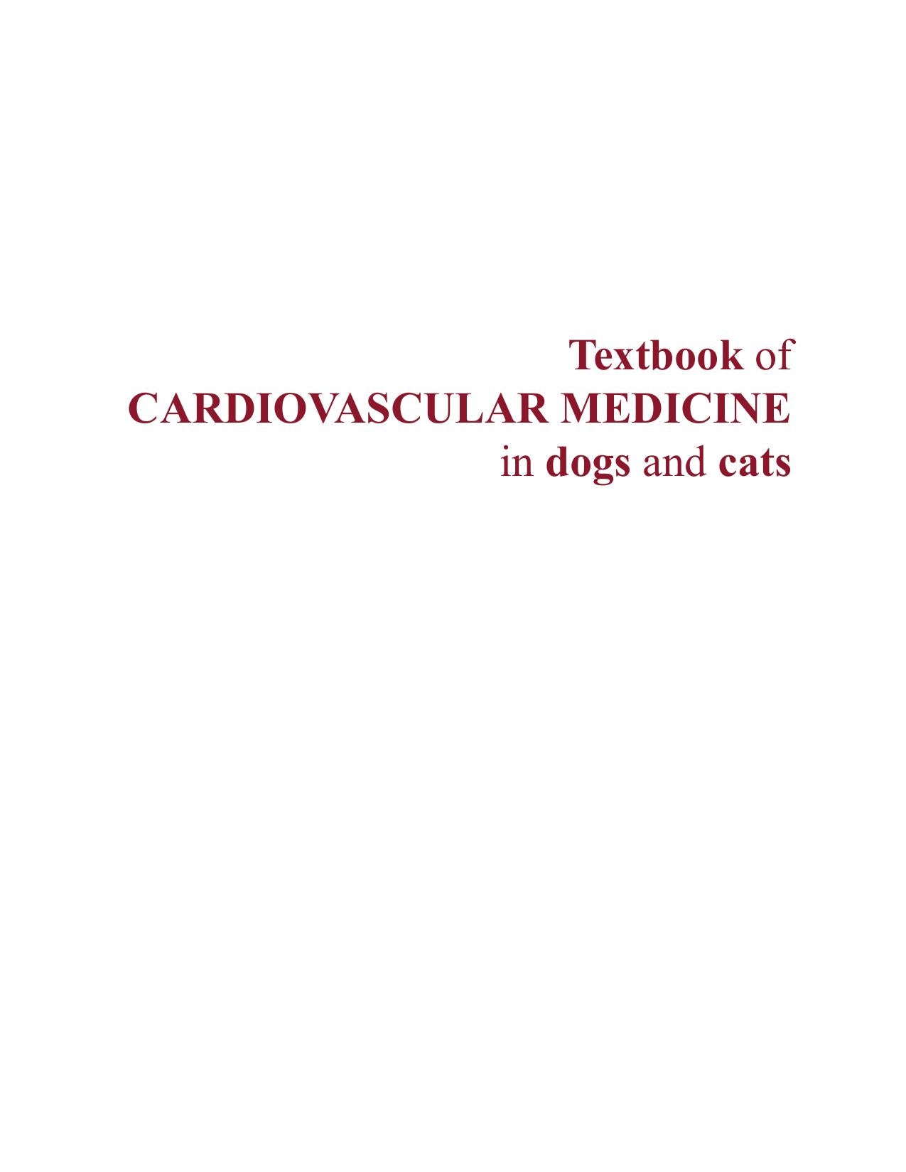 Textbook Of Cardiovascular Medicine In Dogs And Cats