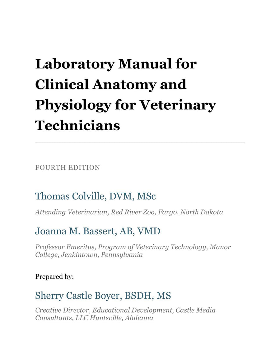 Preview page of Laboratory Manual for Clinical Anatomy and Physiology for Veterinary Technicians, 4th Edition