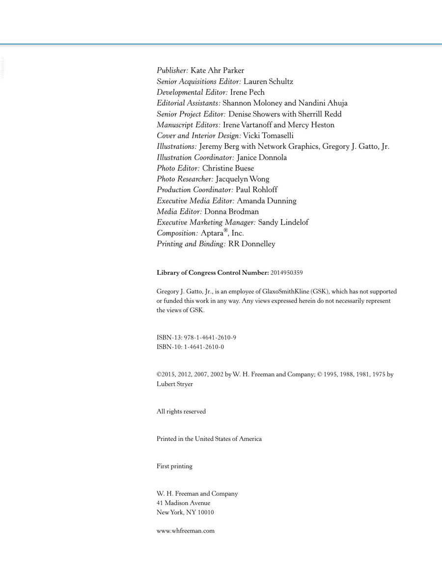 Preview page of Biochemistry 8th Edition (Berg, Tymoczko, Gatto, Stryer)