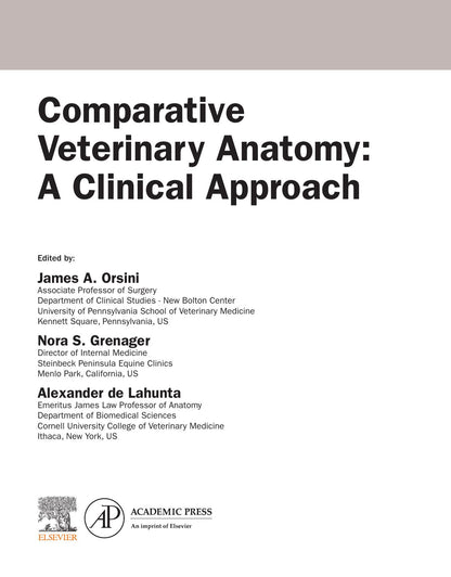 Comparative Veterinary Anatomy a Clinical Approach