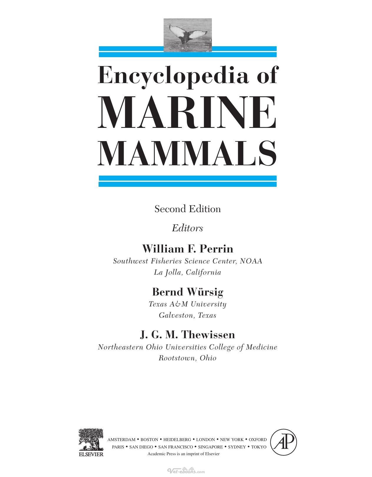 Encyclopedia Of Marine Mammals 2Nd Edition