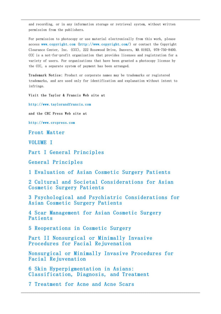 Preview page of Aesthetic Plastic Surgery in Asians: Principles and Techniques