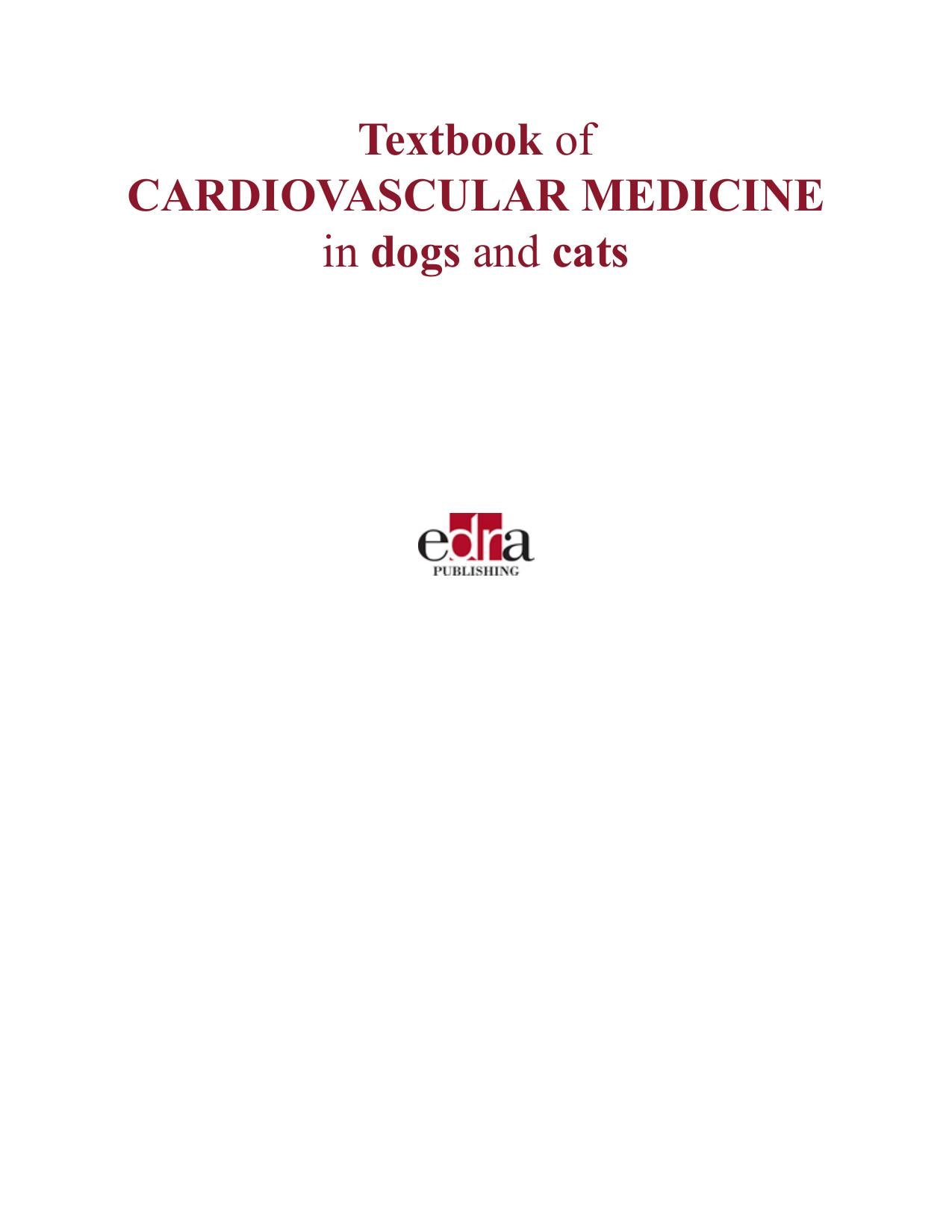 Textbook Of Cardiovascular Medicine In Dogs And Cats