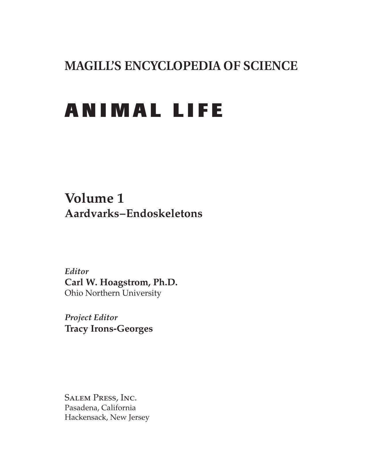 Magills Encyclopedia Of Science Animal Life