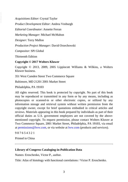 Atlas of Histology with Functional Correlations 13th Edition