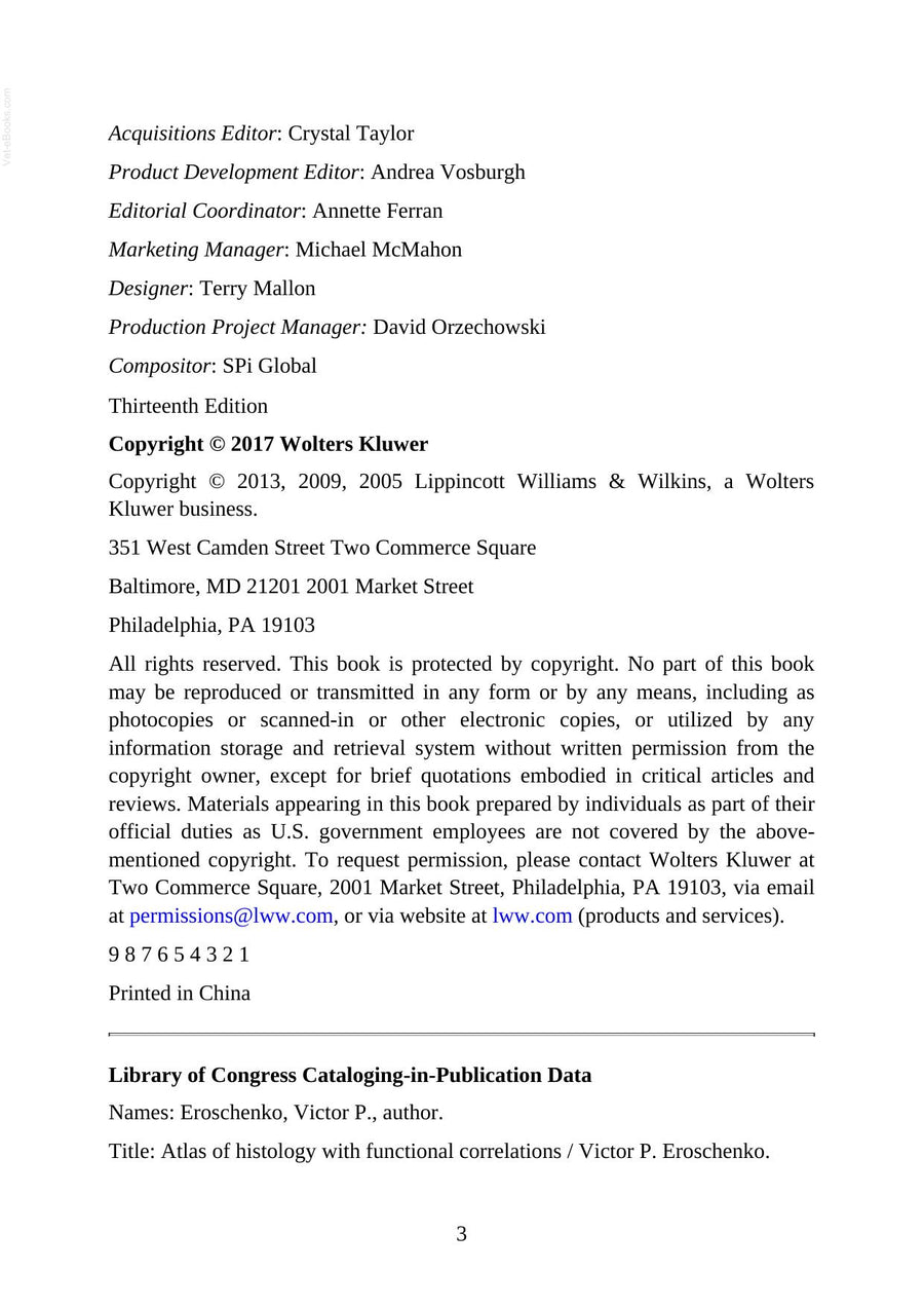 Preview page of Atlas of Histology with Functional Correlations 13th Edition