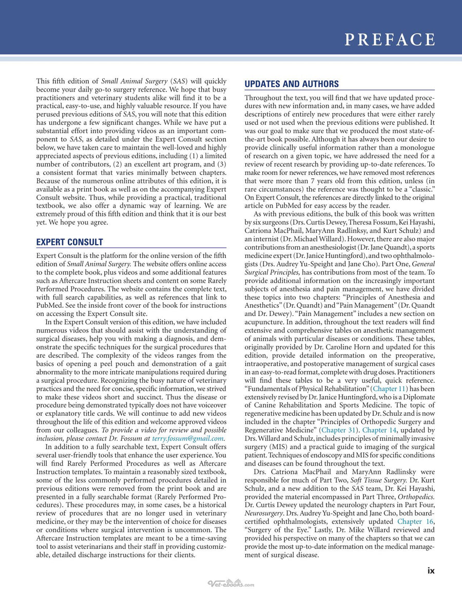 Preview page of Small Animal Surgery, 5th Edition (PDF + Videos)