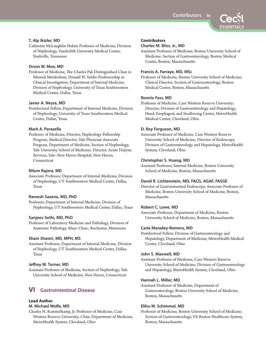 Preview page of Andreoli and Carpenter's Cecil Essentials of Medicine 9th Edition