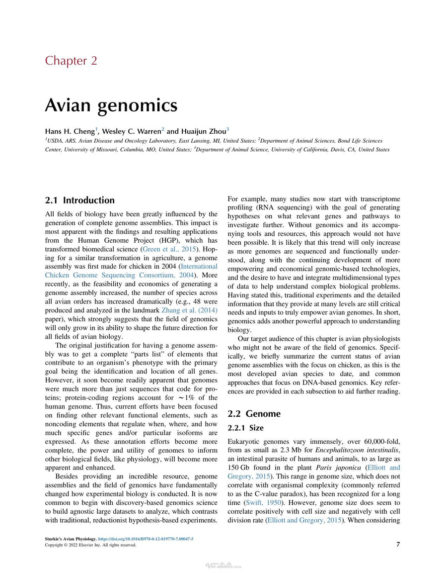 Preview page of Sturkie's Avian Physiology, 7th Edition