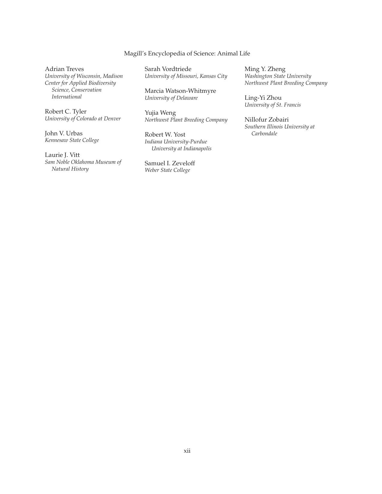 Magills Encyclopedia Of Science Animal Life