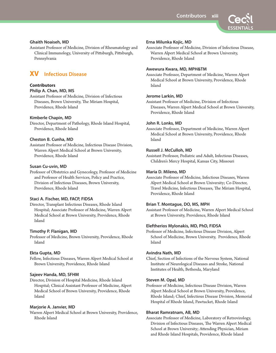 Preview page of Andreoli and Carpenter's Cecil Essentials of Medicine 9th Edition