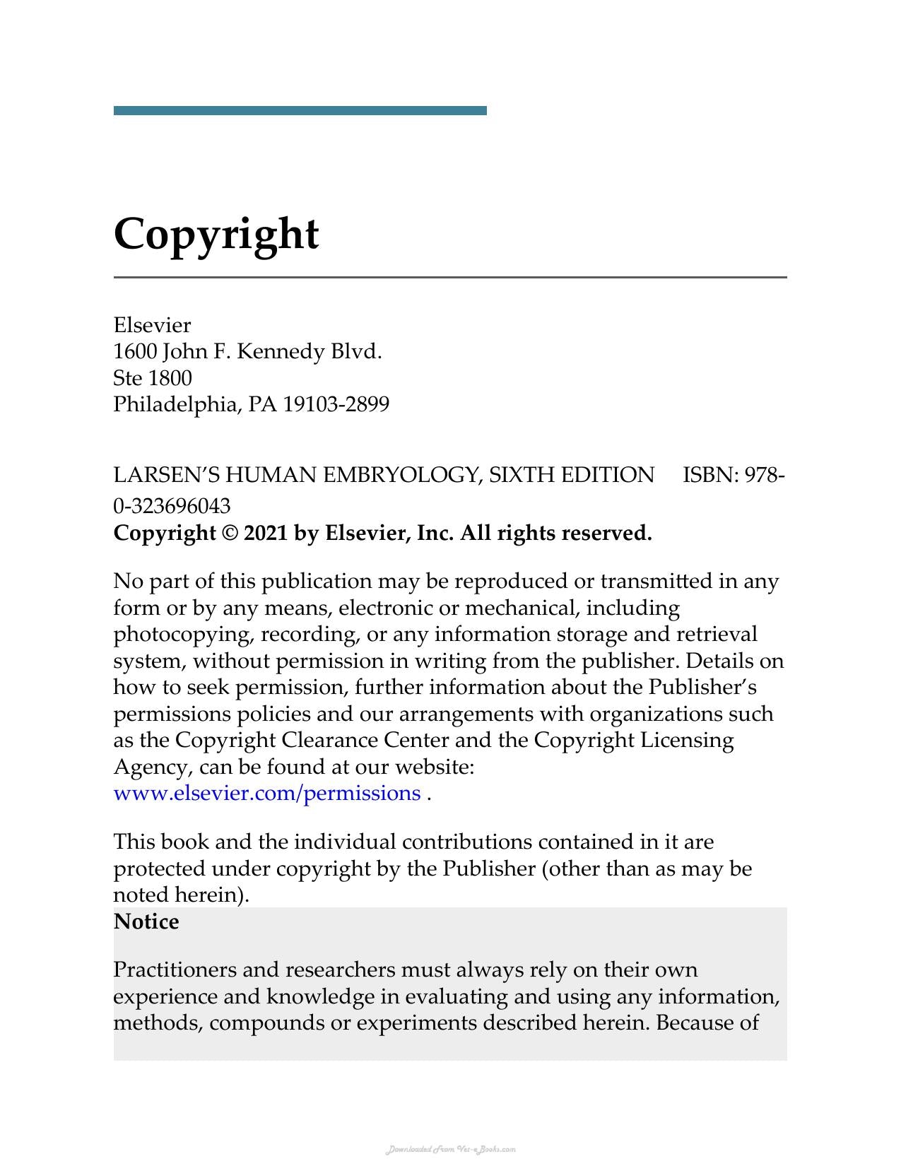 Larsens Human Embryology 6Th Edition
