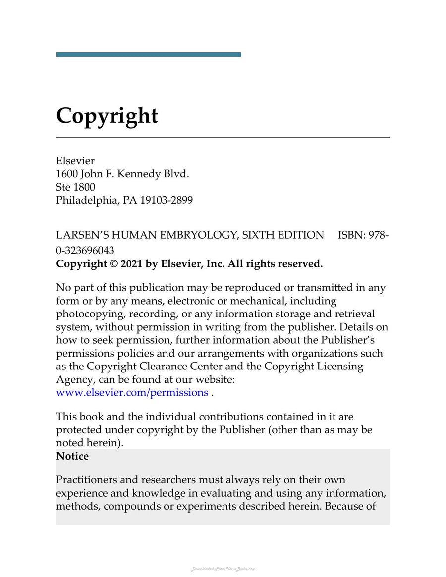 Preview page of Larsens Human Embryology 6th Edition