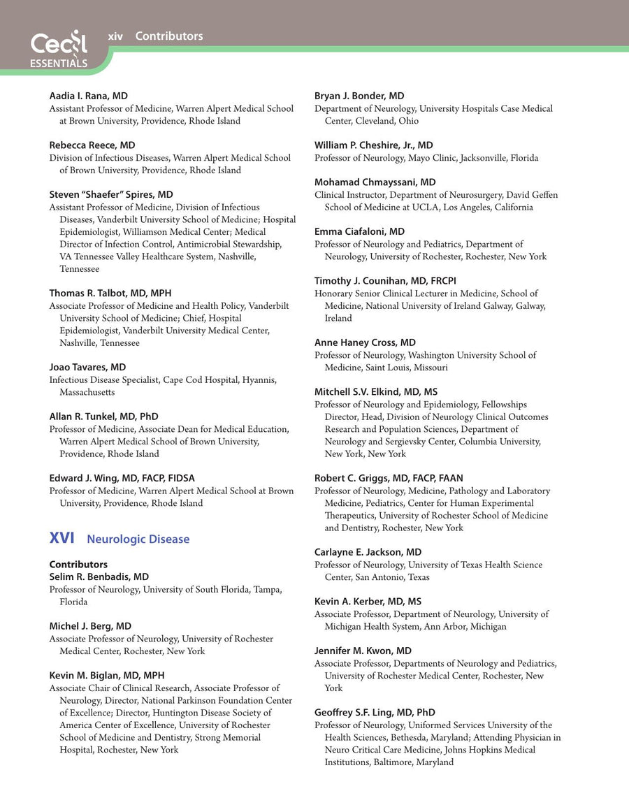 Preview page of Andreoli and Carpenter's Cecil Essentials of Medicine 9th Edition