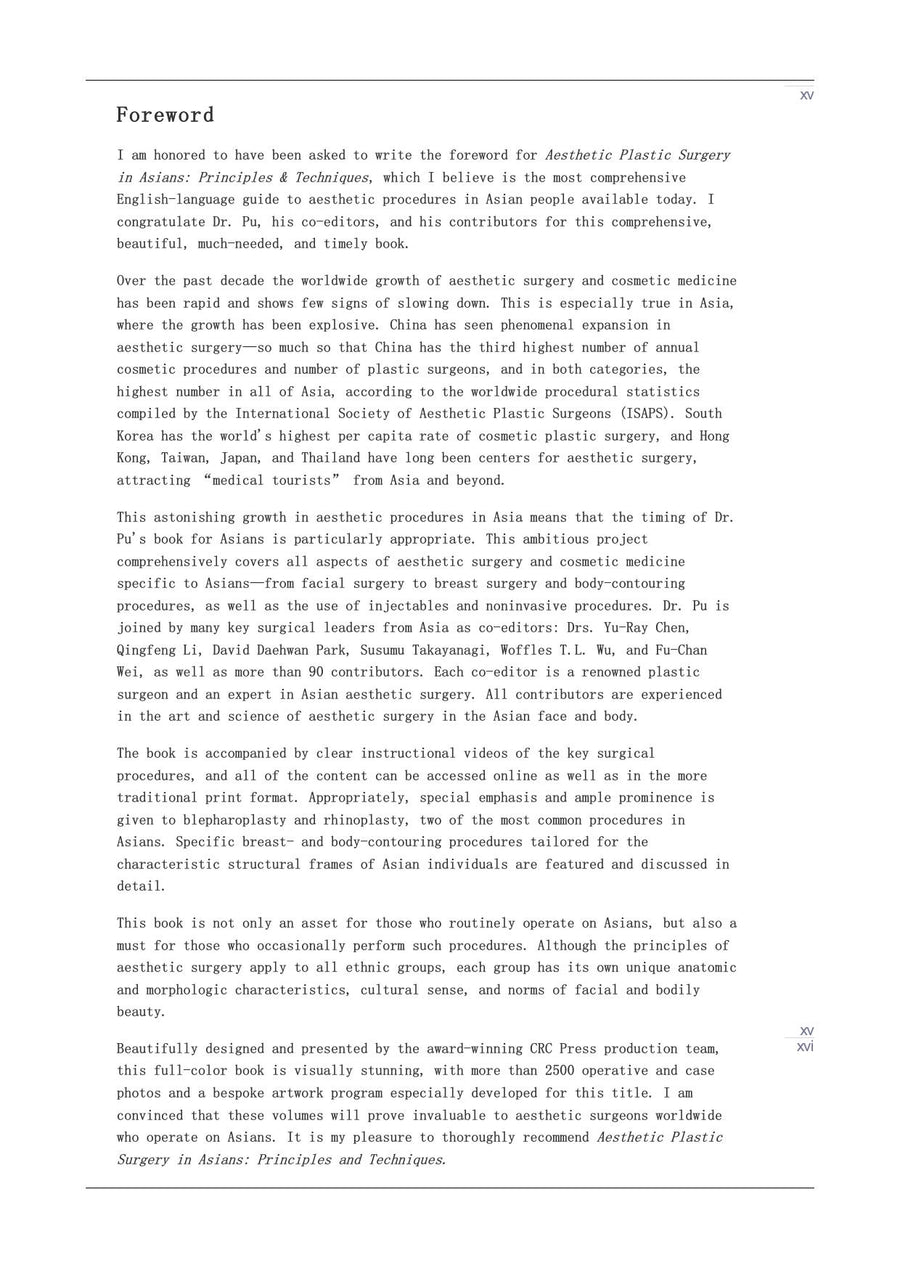 Preview page of Aesthetic Plastic Surgery in Asians: Principles and Techniques