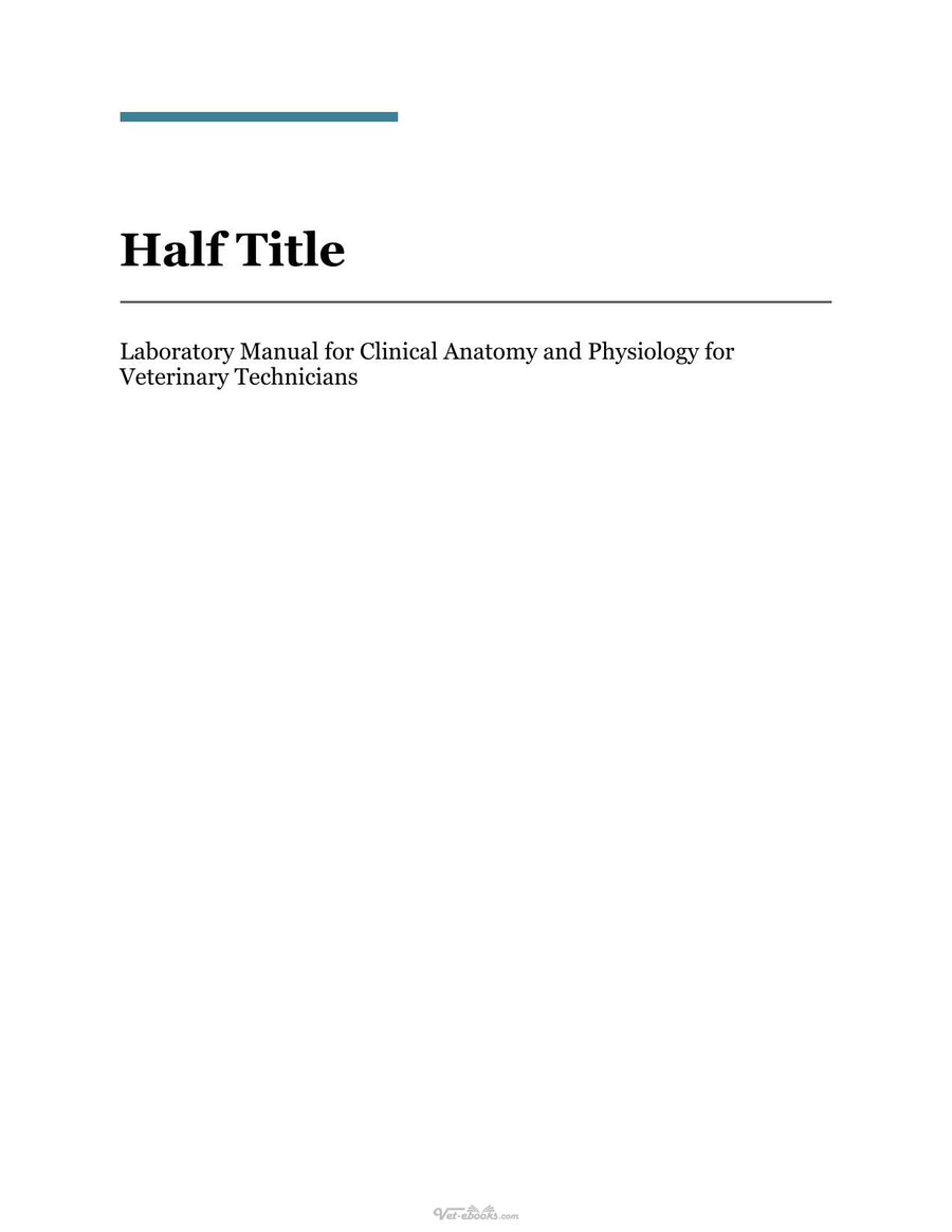 Preview page of Laboratory Manual for Clinical Anatomy and Physiology for Veterinary Technicians, 4th Edition