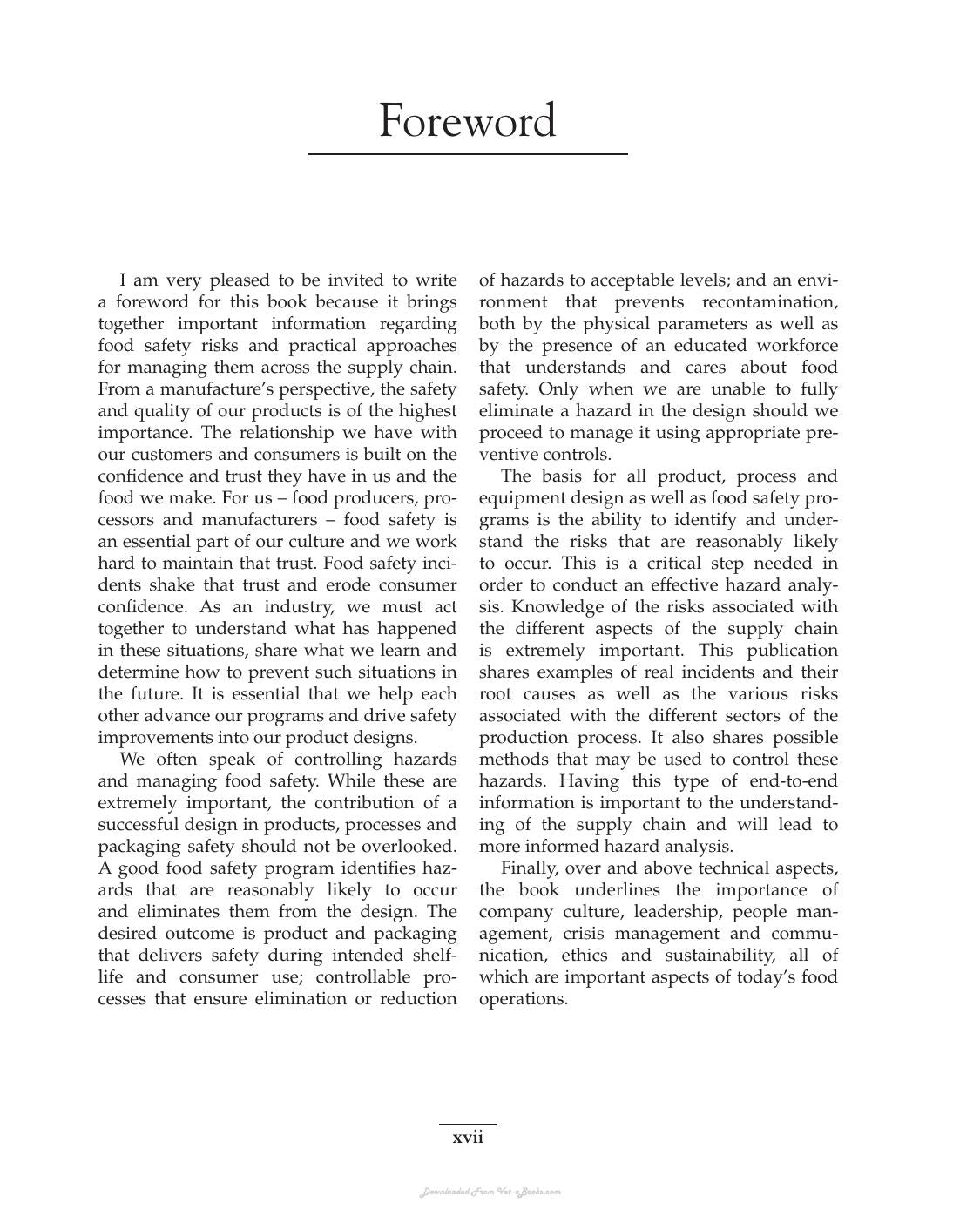 Food Safety Management A Practical Guide For The Food Industry