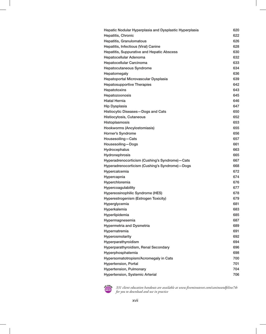 Preview page of Blackwell’s Five-Minute Veterinary Consult Canine and Feline 7th Edition
