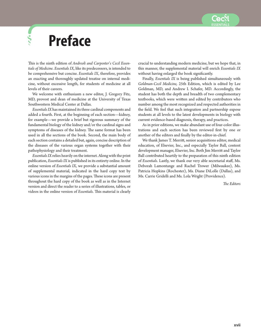 Preview page of Andreoli and Carpenter's Cecil Essentials of Medicine 9th Edition