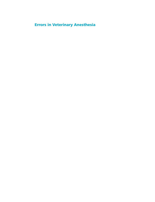 Errors In Veterinary Anesthesia