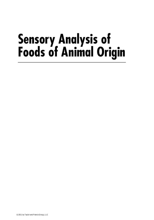 Sensory Analysis Of Foods Of Animal Origin