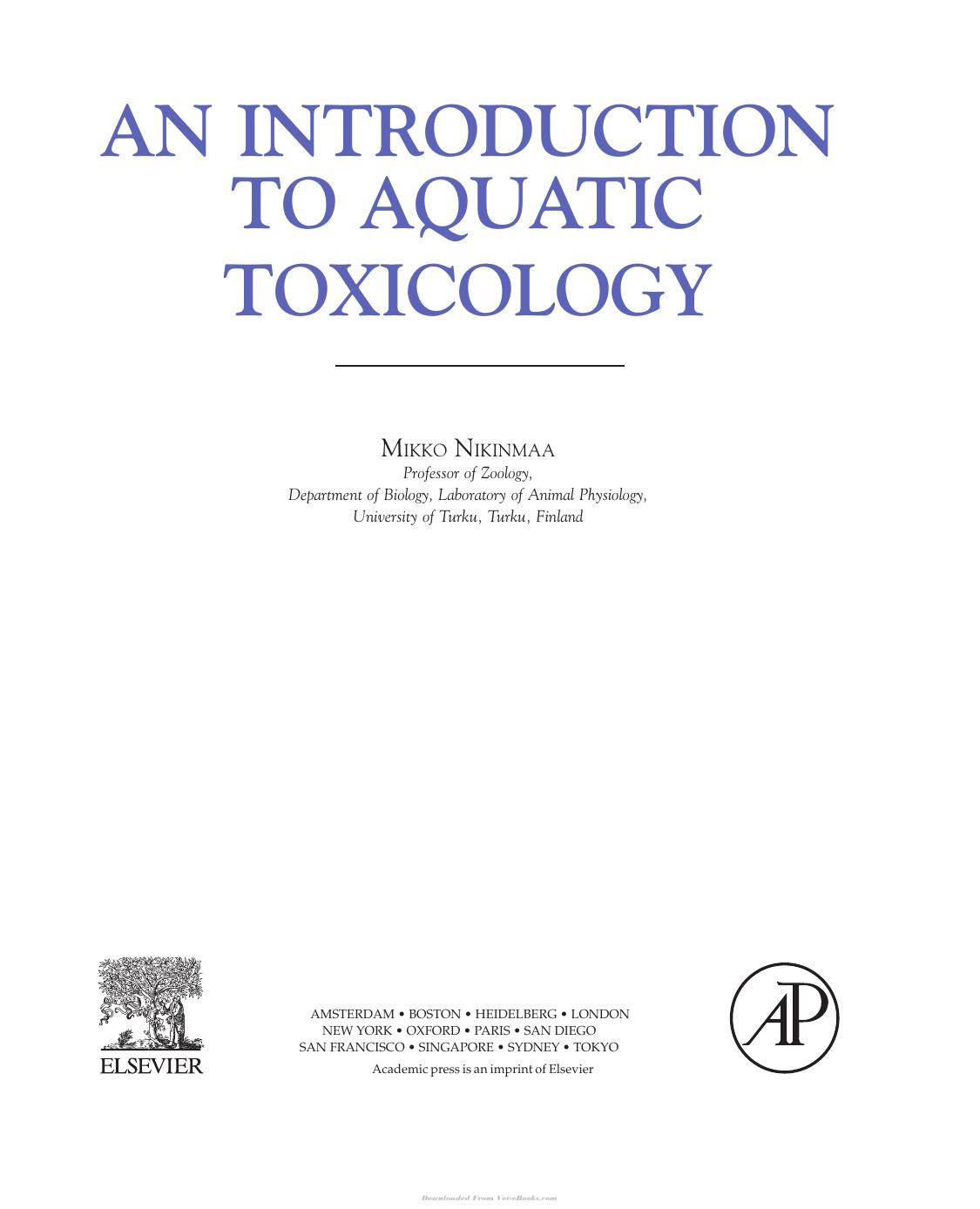 An Introduction to Aquatic Toxicology Pdf