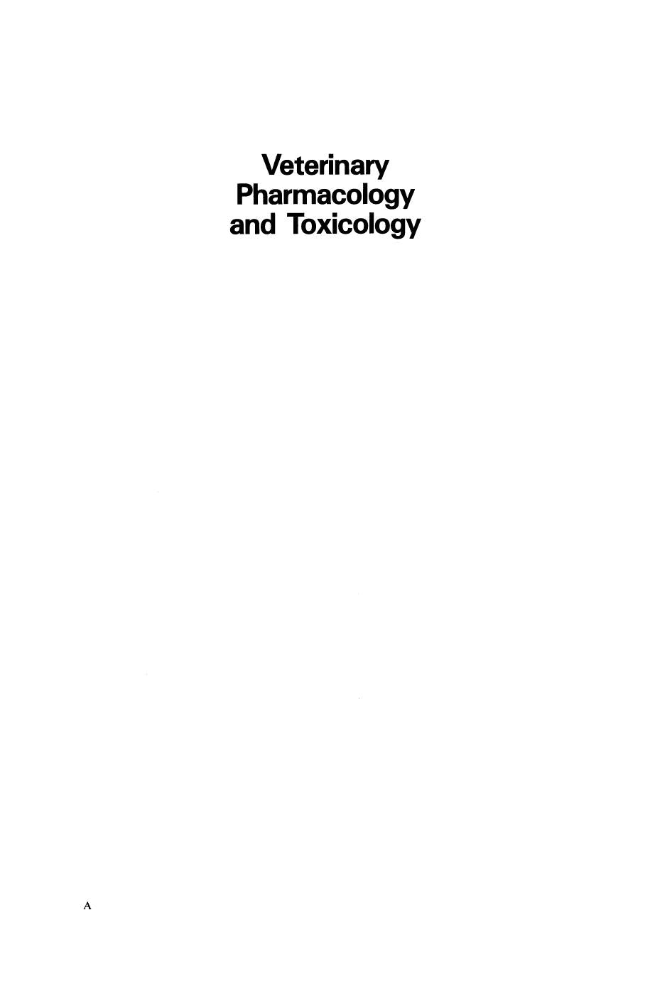 Veterinary Pharmacology and Toxicology