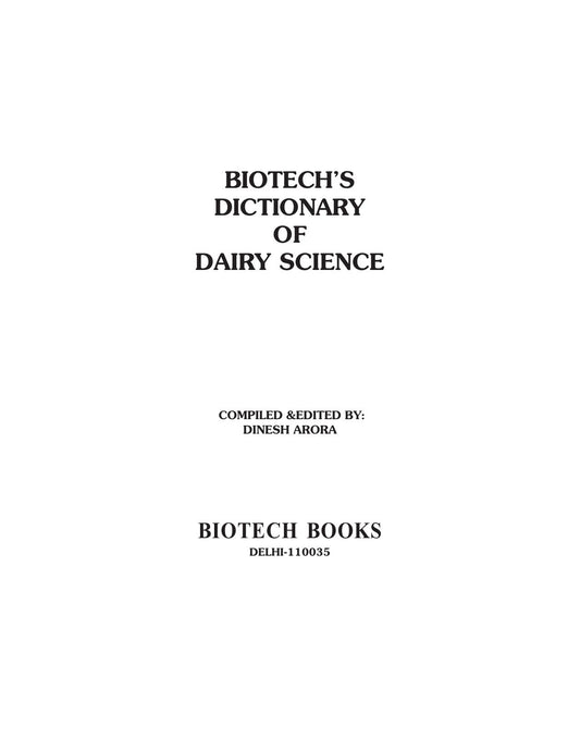 Biotechs Dictionary Of Dairy Science