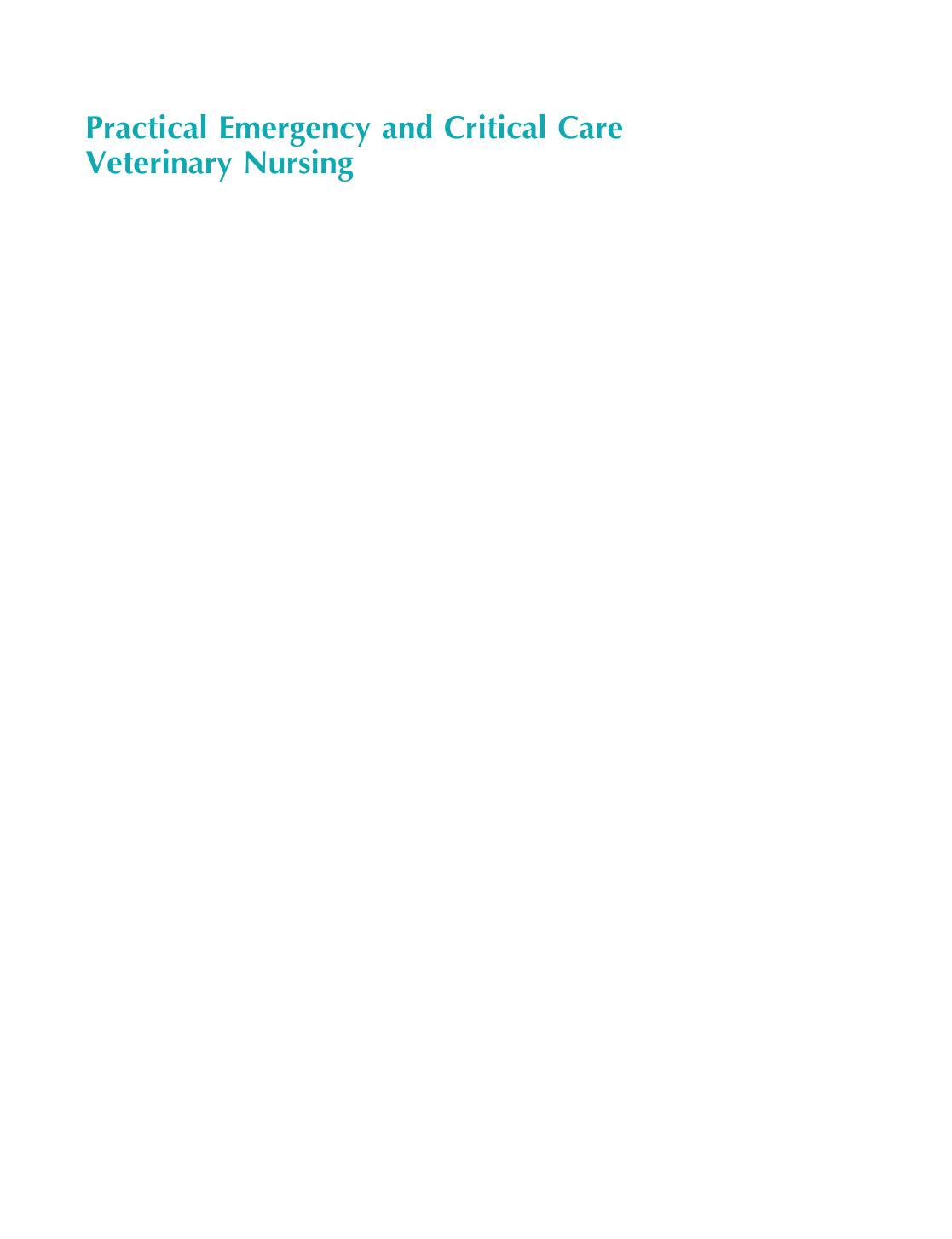 Practical Emergency And Critical Care Veterinary Nursing