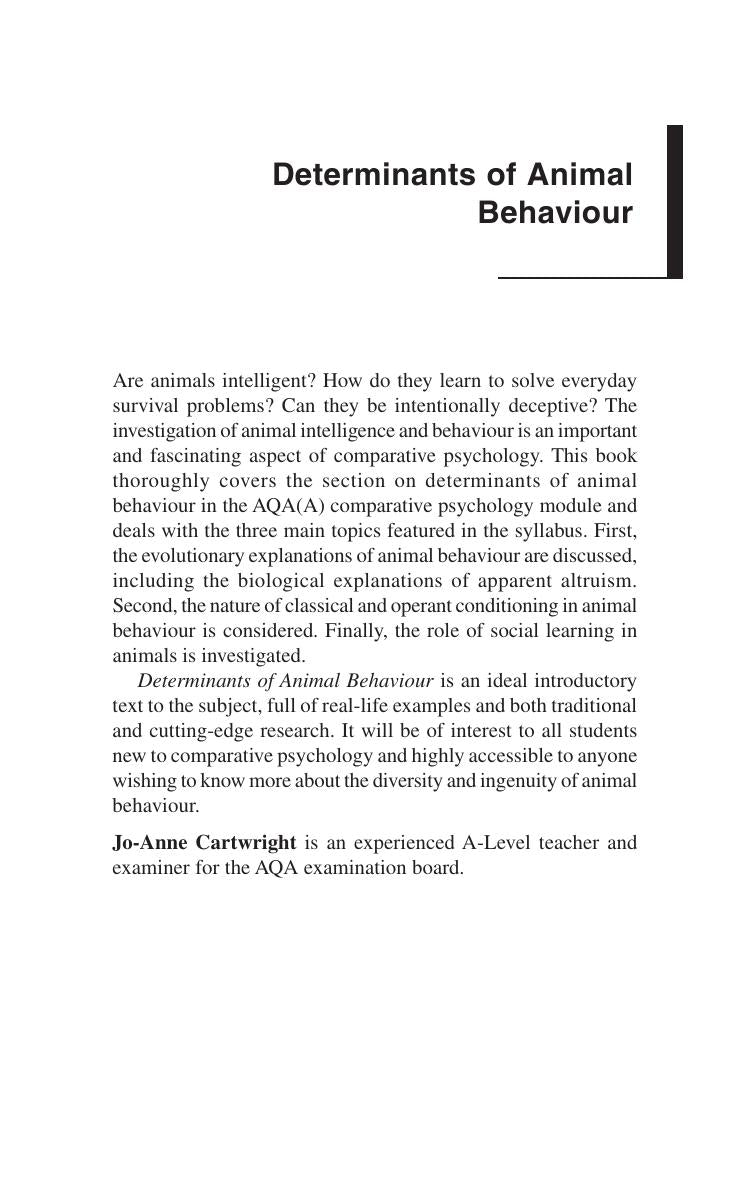 Determinants Of Animal Behaviour