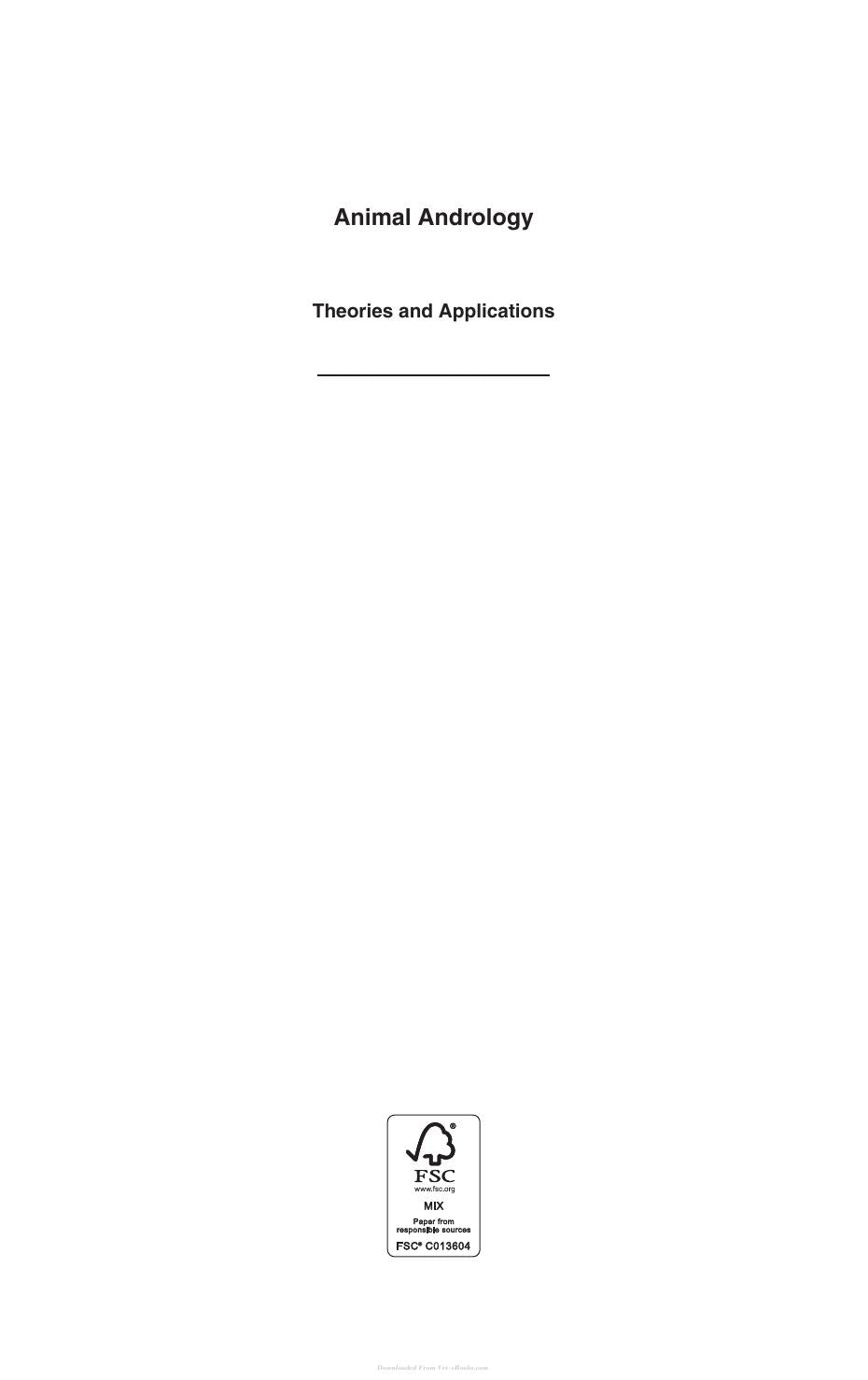 Animal Andrology Their Theories Applications