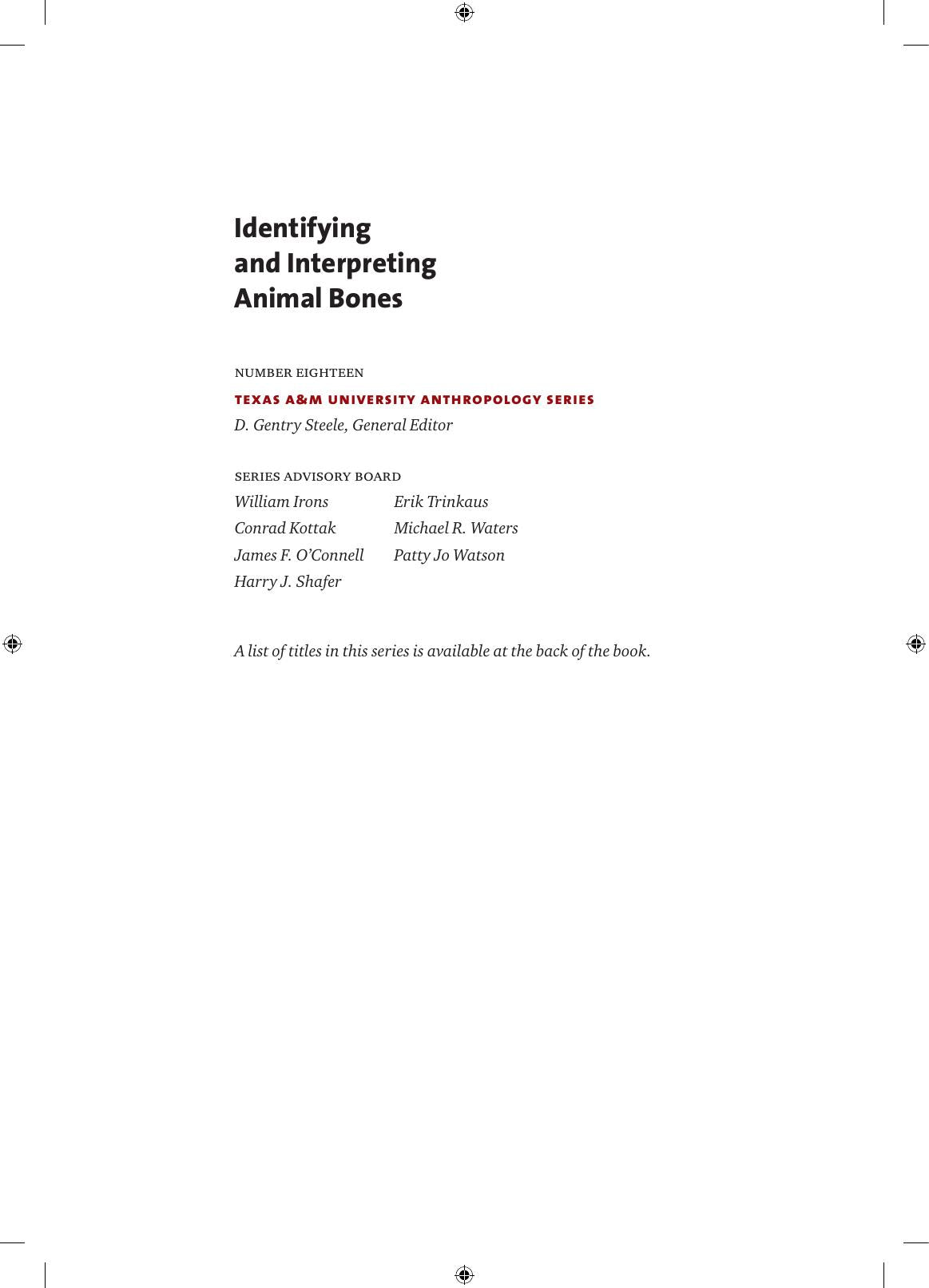 Identifying And Interpreting Animal Bones A Manual