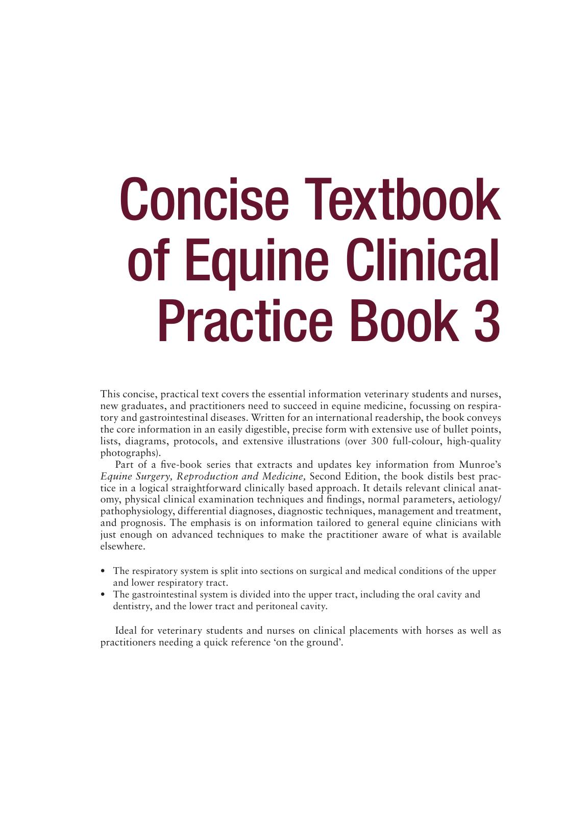 Concise Textbook Of Equine Clinical Practice Book 3 Respiratory And Gastrointestinal Diseases