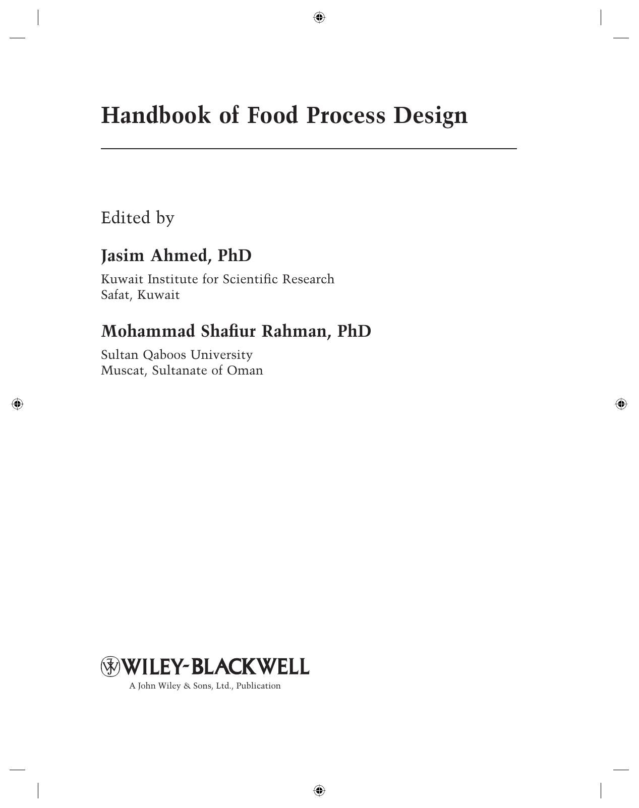 Handbook Of Food Process Design 2 Volume Set