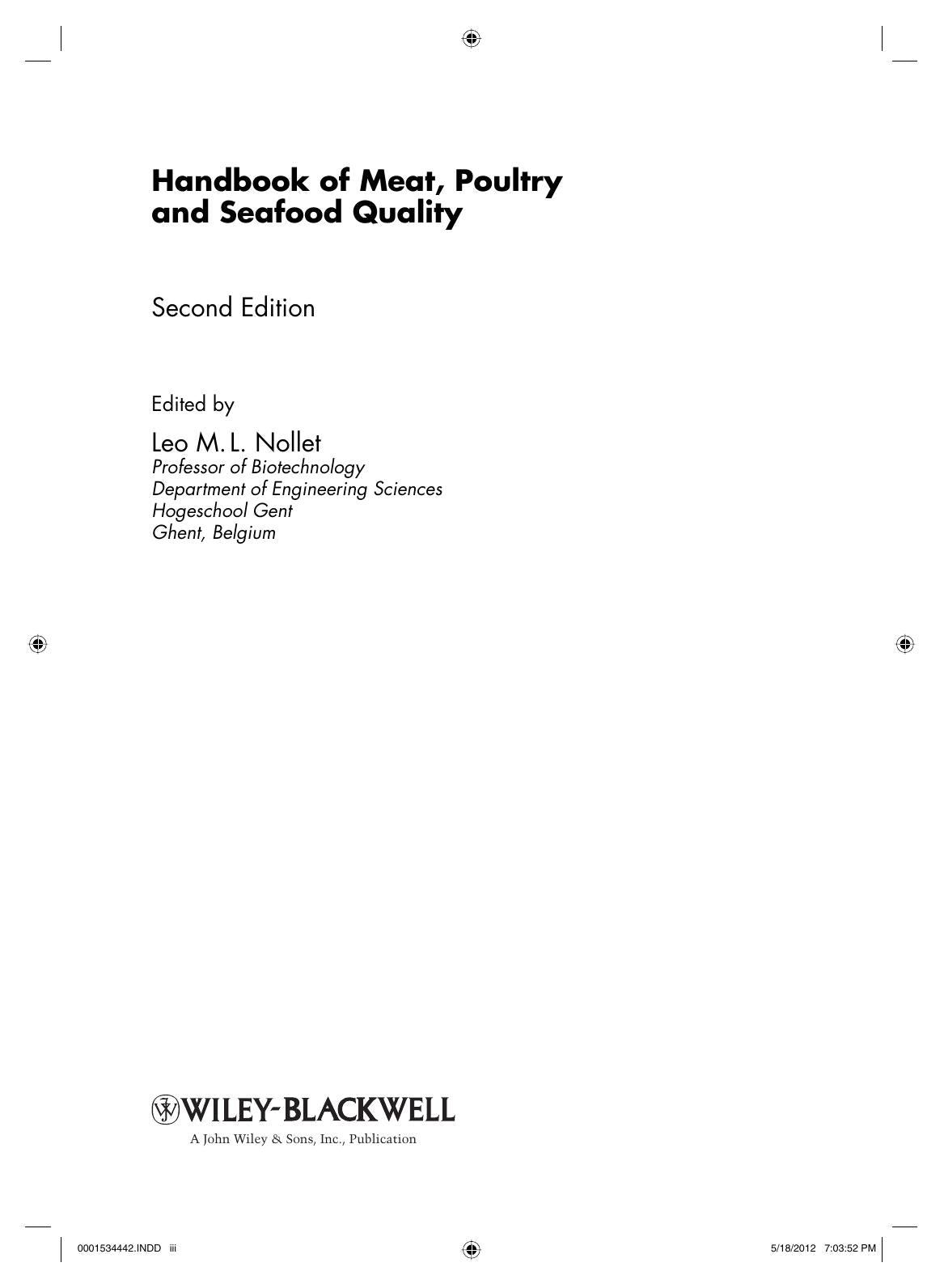 Handbook Of Meat Poultry And Seafood Quality 2Nd Edition