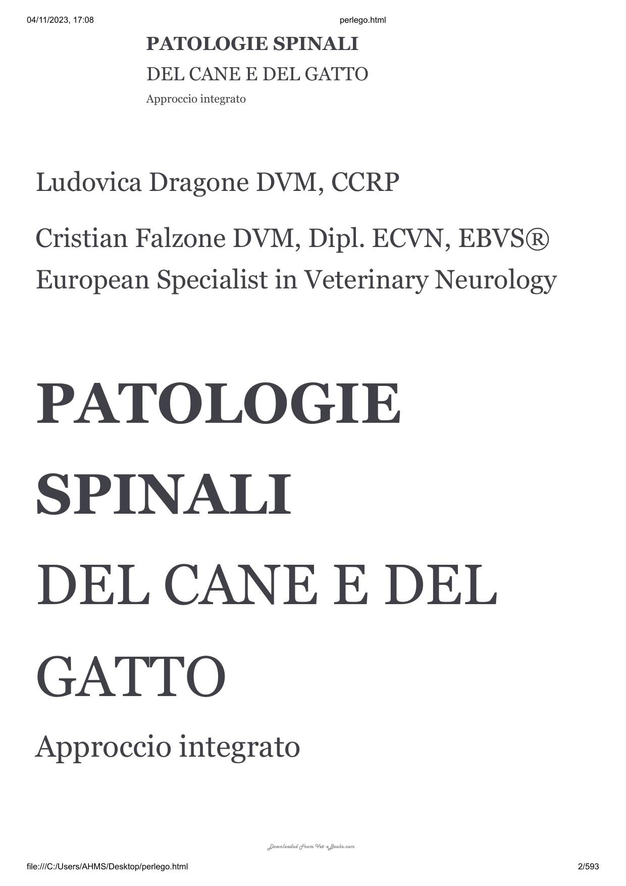 Patologie Spinali Del Cane E Del Gatto