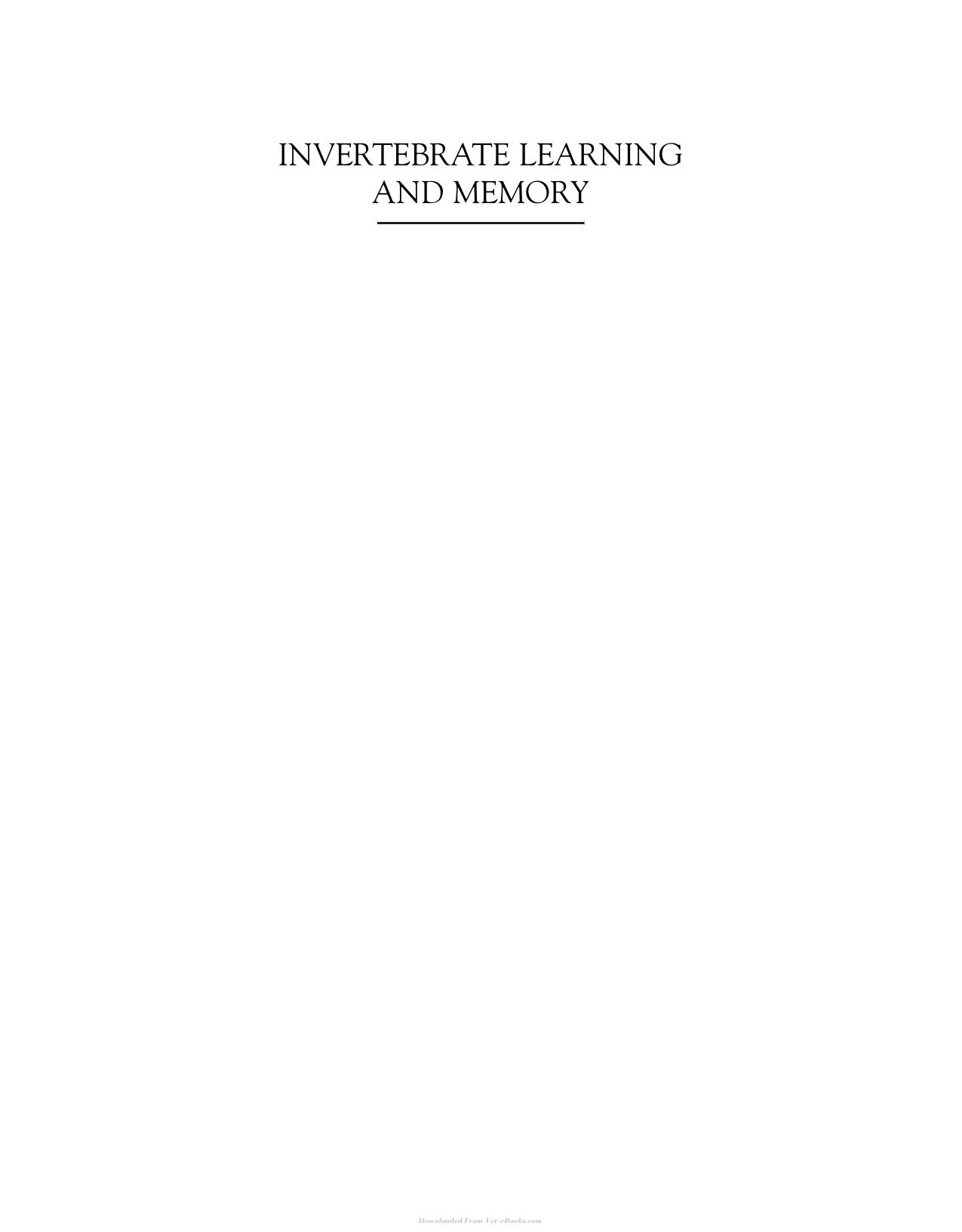 Invertebrate Learning And Memory