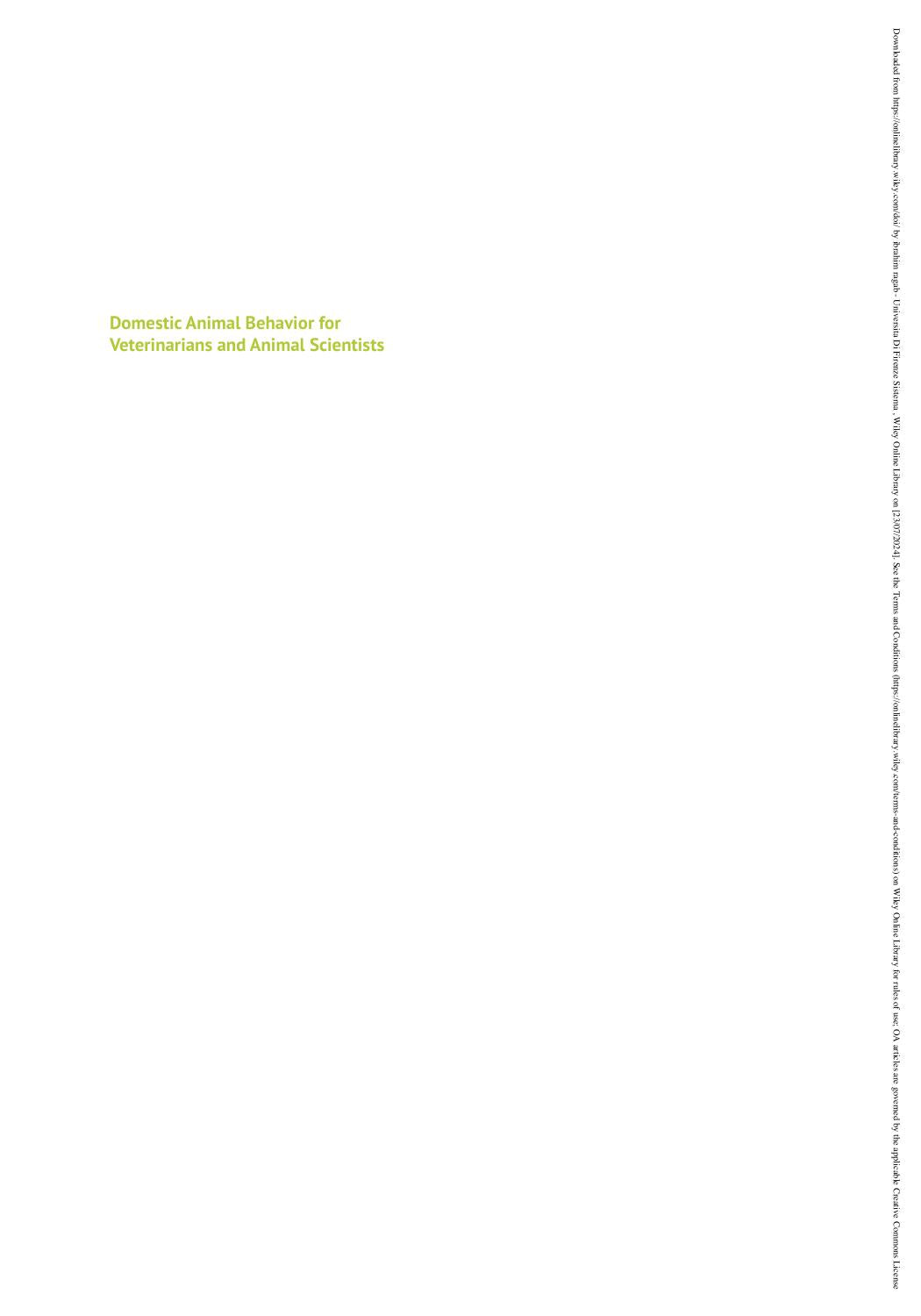 Domestic Animal Behavior For Veterinarians And Animal Scientists 7Th Edition