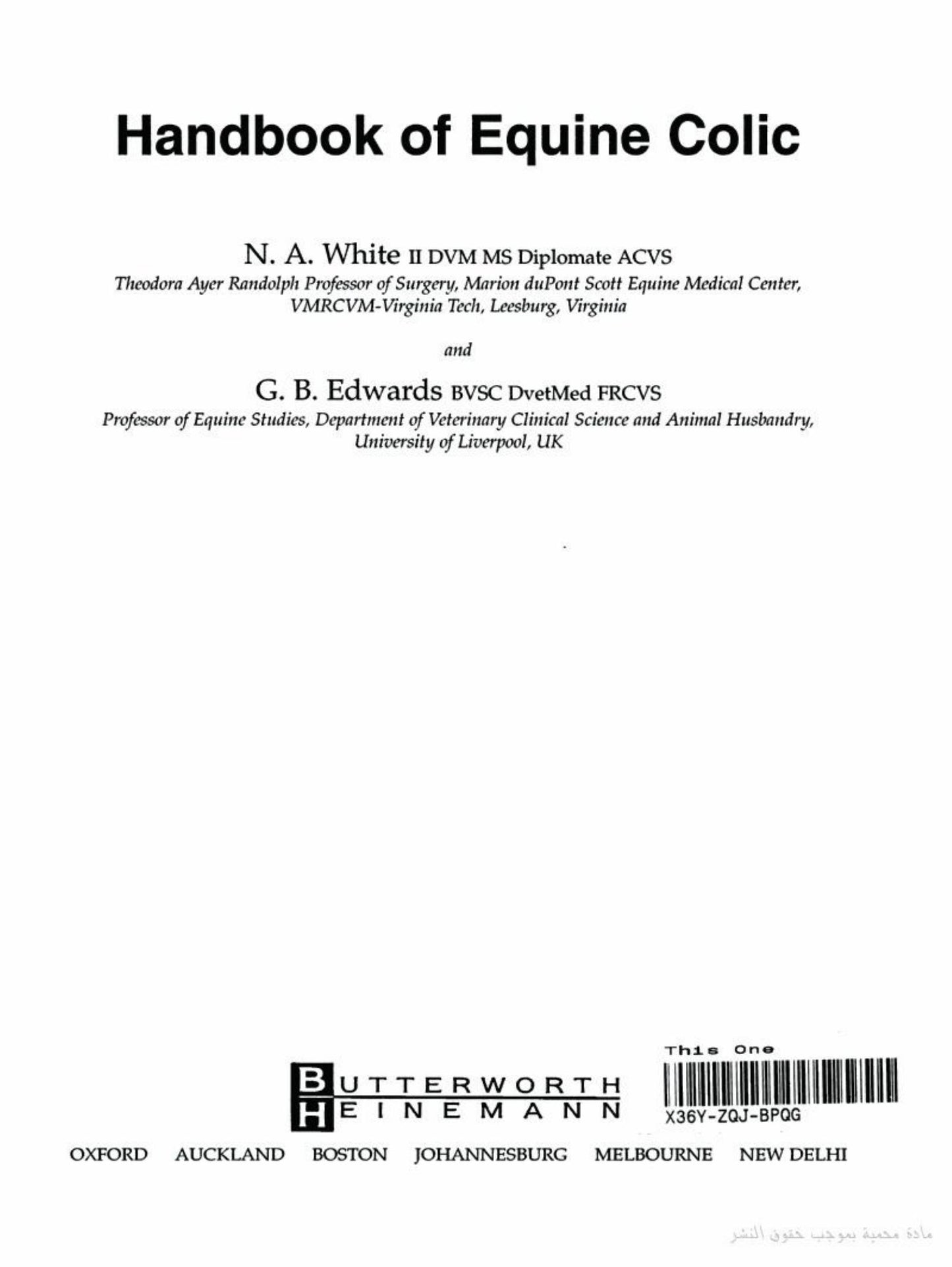 Handbook Of Equine Colic