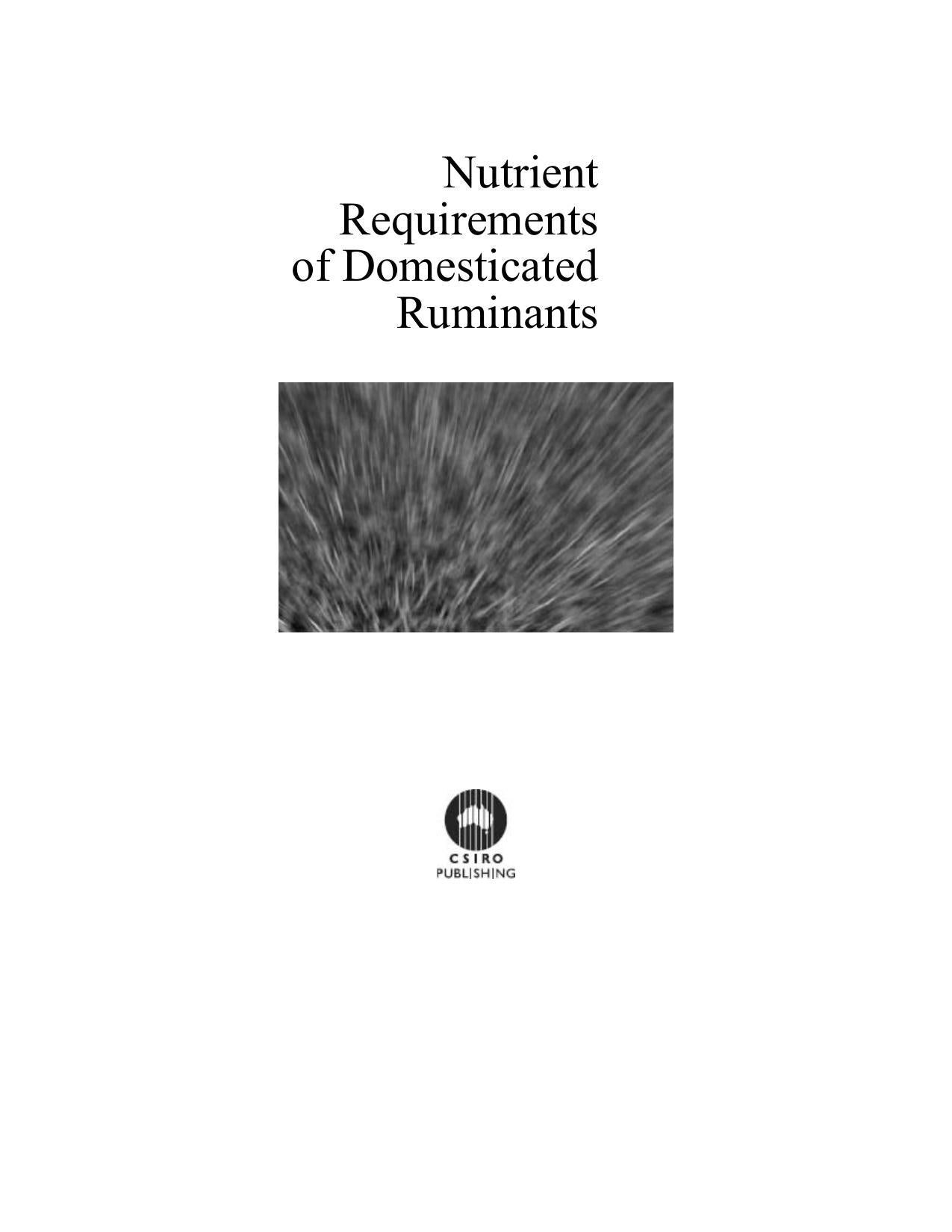 Nutrient Requirements Of Domesticated Ruminants